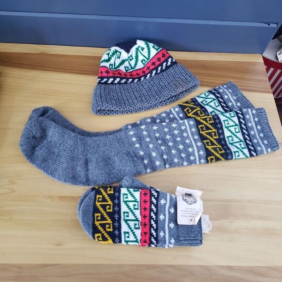 Vintage Accessories - Vintage Matching Hat, Mittens, and Knee Socks
